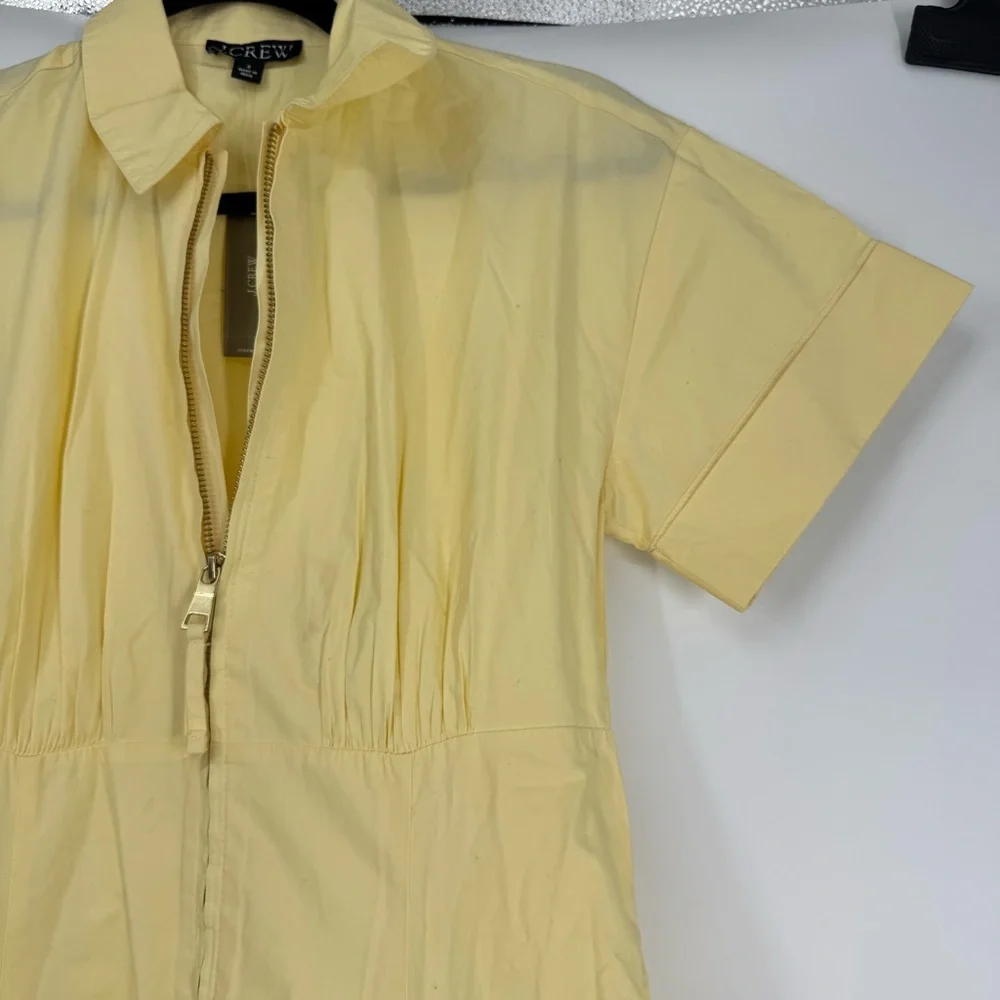 NWT J.crew Zip-up shirtdress in cotton poplin in Pale Corn Yellow